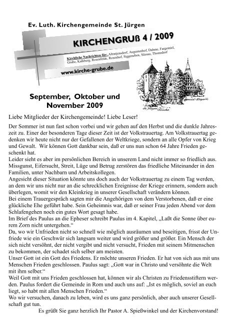 Kirchengruß 2009-4_2000 - Luth. Kirchengemeinde Grube - Ev ...