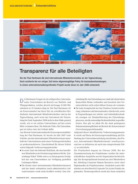 Transparenz für alle Beteiligten - Archiv - Personalwirtschaft