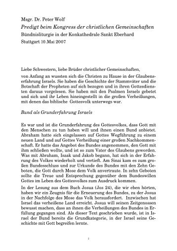 Ansprache von Dr. Peter Wolf - Schönstatt-Bewegung
