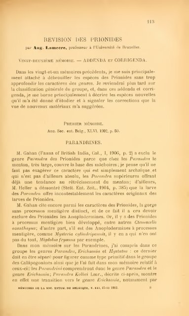 Révision des Prionides. Vingt-deuxième mémoire - Cerambycoidea ...