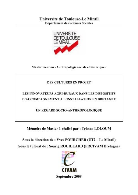 Université De Toulouse Le Mirail Civam Bretagne - 