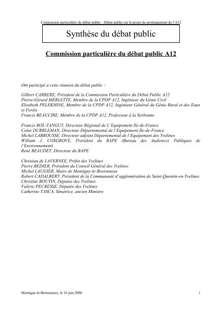 Verbatim au format PDF - Commission nationale du débat public