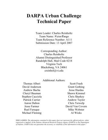 DARPA Urban Challenge Technical Paper