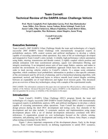 Team Cornell: Technical Review of the DARPA Urban Challenge ...
