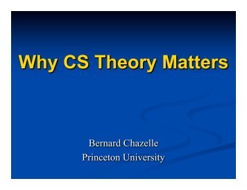 Why Computer Science Theory Matters - CRA