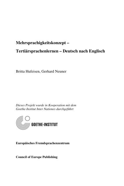 Mehrsprachigkeitskonzept – Tertiärsprachen – Deutsch nach Englisch