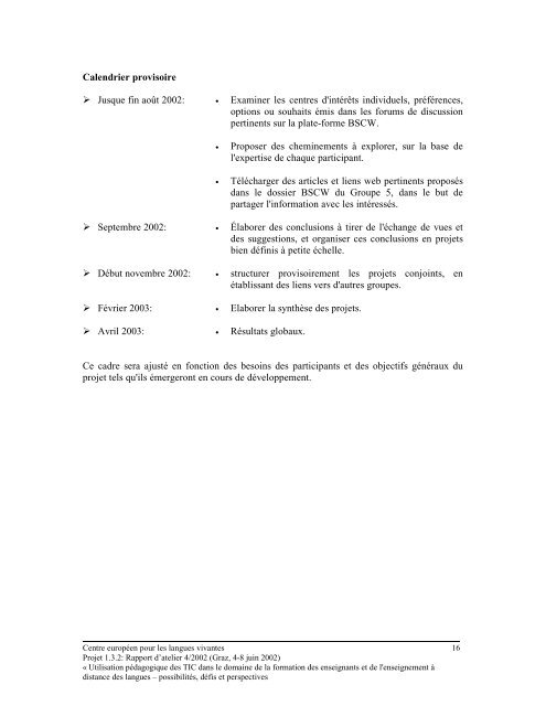 Rapport de l'atelier central n° 4/2002 - the ECML | Bienvenue au ...
