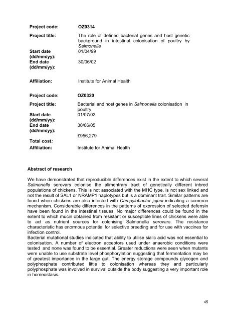 Review of the Food-borne Zoonoses Research ... - ARCHIVE: Defra