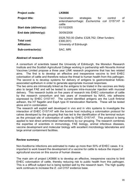 Review of the Food-borne Zoonoses Research ... - ARCHIVE: Defra