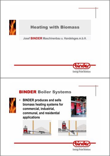 Heating with Biomass BINDER Boiler Systems