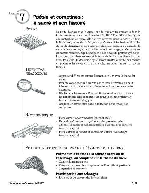 7 Poésie et comptines : le sucre et son histoire - UQAM