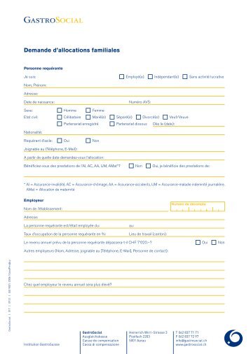 Demande d'allocations familiales - GastroSocial