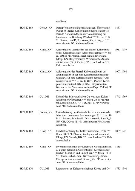 Teil I Inspektion Kaltennordheim - Kirchliche Archive und ...