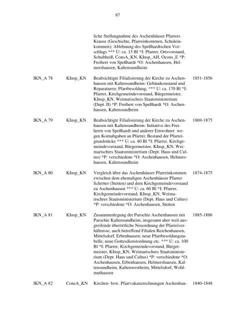 Teil I Inspektion Kaltennordheim - Kirchliche Archive und ...