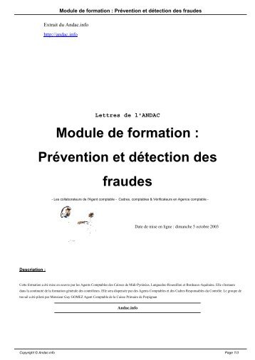 Module de formation : Prévention et détection des fraudes