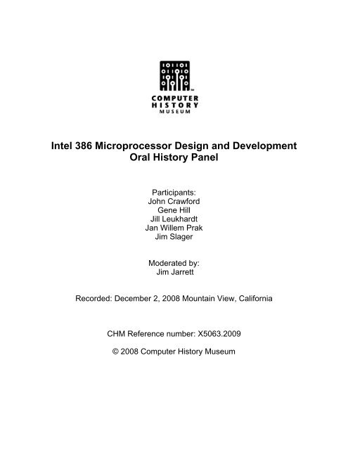 Intel 386 Microprocessor Design and Development Oral History Panel