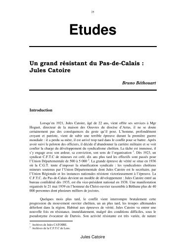 Catoire Jules - Résistance dans le Pas-de-Calais