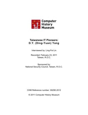 DY (Ding-Yuan) Yang - Computer History Museum