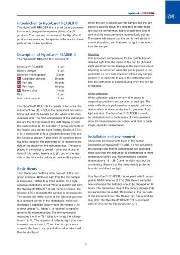 Introduction to NycoCard® READER II Description of NycoCard ...
