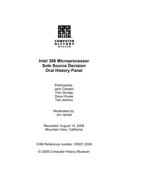Intel 386 Microprocessor Sole Source Decision Oral History Panel