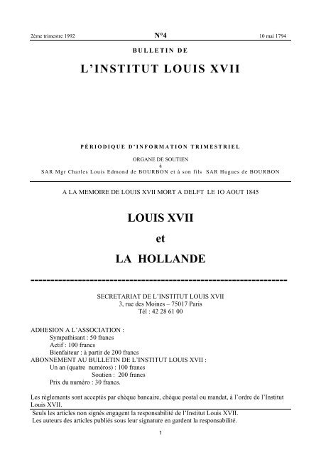 Bulletin N° 4 - Louis-xvii.com