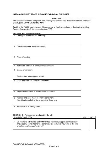 Checklist - ARCHIVE: Defra