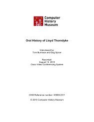 Oral History of Lloyd Thorndyke - Computer History Museum