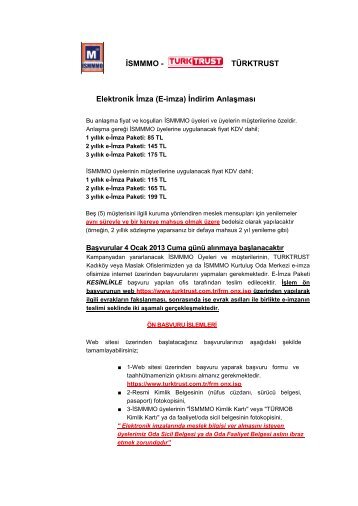 (E-imza) İndirim Anlaşması - İstanbul SMMM Odası