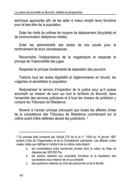 la justice de proximite au burundi realites et perspectives