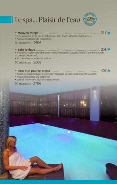 Consultez les tarifs Spa et massage - Club 7