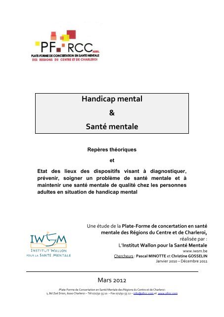 Rapport de recherche "Handicap mental et santé mentale" - pfrcc