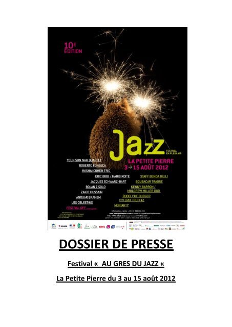 Dossier de presse Jazz 2012 - Office de Tourisme du Pays de la ...