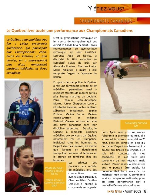 INFO GYM - Gymnastique Québec