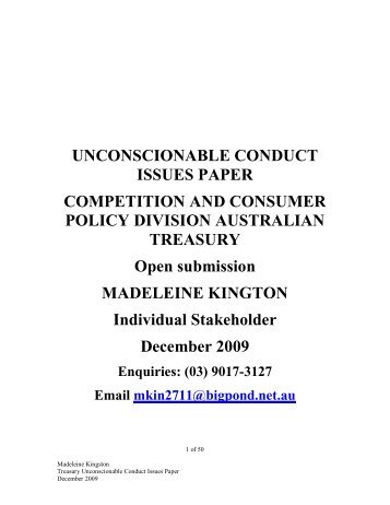 Kingston, Madeleine - Australian Government, The Treasury
