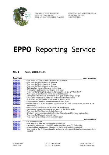 EPPO Reporting Service - Lists of EPPO Standards - European and ...