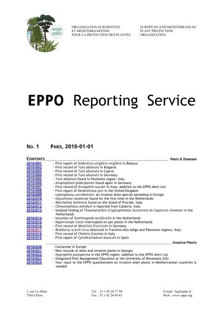 EPPO Reporting Service - Lists of EPPO Standards - European and ...