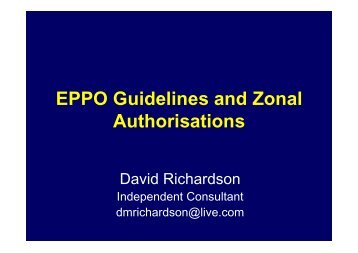 EPPO Guidelines and Zonal Authorisations - Lists of EPPO Standards