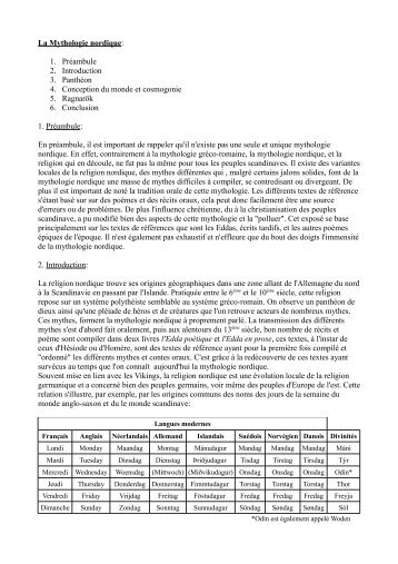 La Mythologie nordique: 1. Préambule 2. Introduction 3 ... - Matu Easy