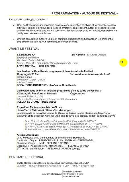 Dossier de Presse (PDF) - Festival Arrête Ton Cirque