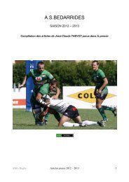 Articles presse - Votre partenaire du monde du Rugby Amateur