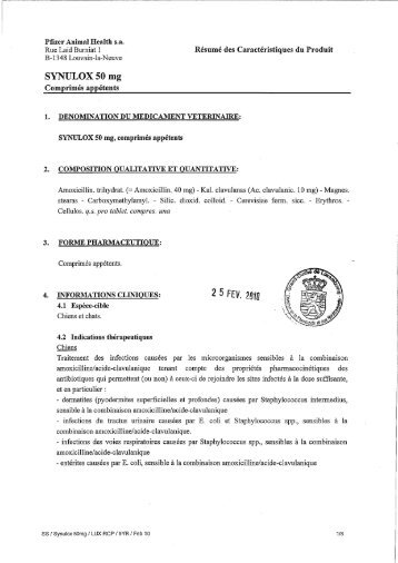 Synulox 50 mg cpr. appétents (pdf - 375 Ko)