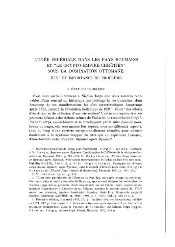 l'idée impériale dans les pays roumains et "le crypto-empire chrétien"