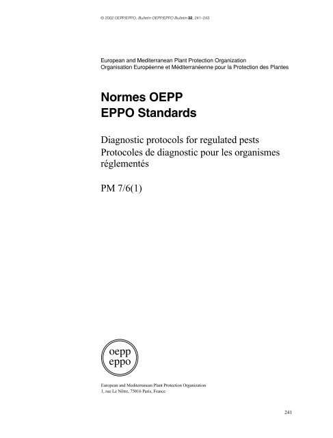 Normes OEPP EPPO Standards - Lists of EPPO Standards ...