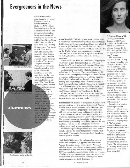 V13 #1 December 1991 - Archives - The Evergreen State College