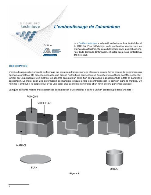 L'emboutissage de l'aluminium - Centre québécois de recherche et ...