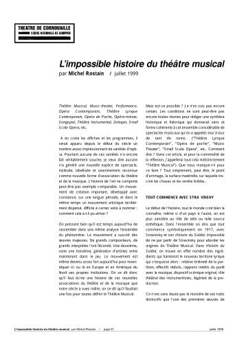 L'impossible histoire du théâtre musical - Théâtre de Cornouaille