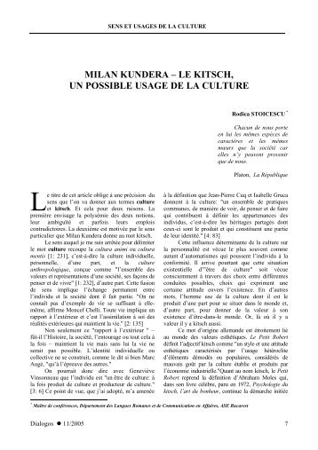 7. Milan Kundera - Le kitsch, un possible usage de la culture