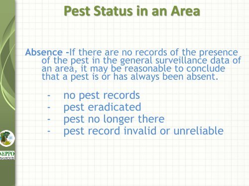 ISPM 8: PEST STATUS OF - Lists of EPPO Standards