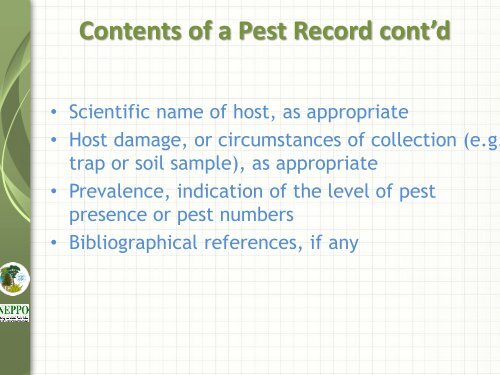 ISPM 8: PEST STATUS OF - Lists of EPPO Standards