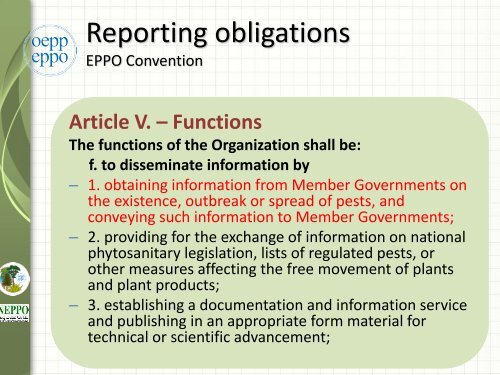 importance of pest reporting the eppo experience - Lists of EPPO ...